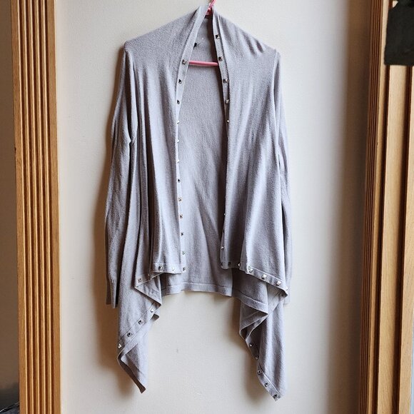 Vila Milano Light Gray Studded Angled Cardigan Size Small - Picture 8 of 16
